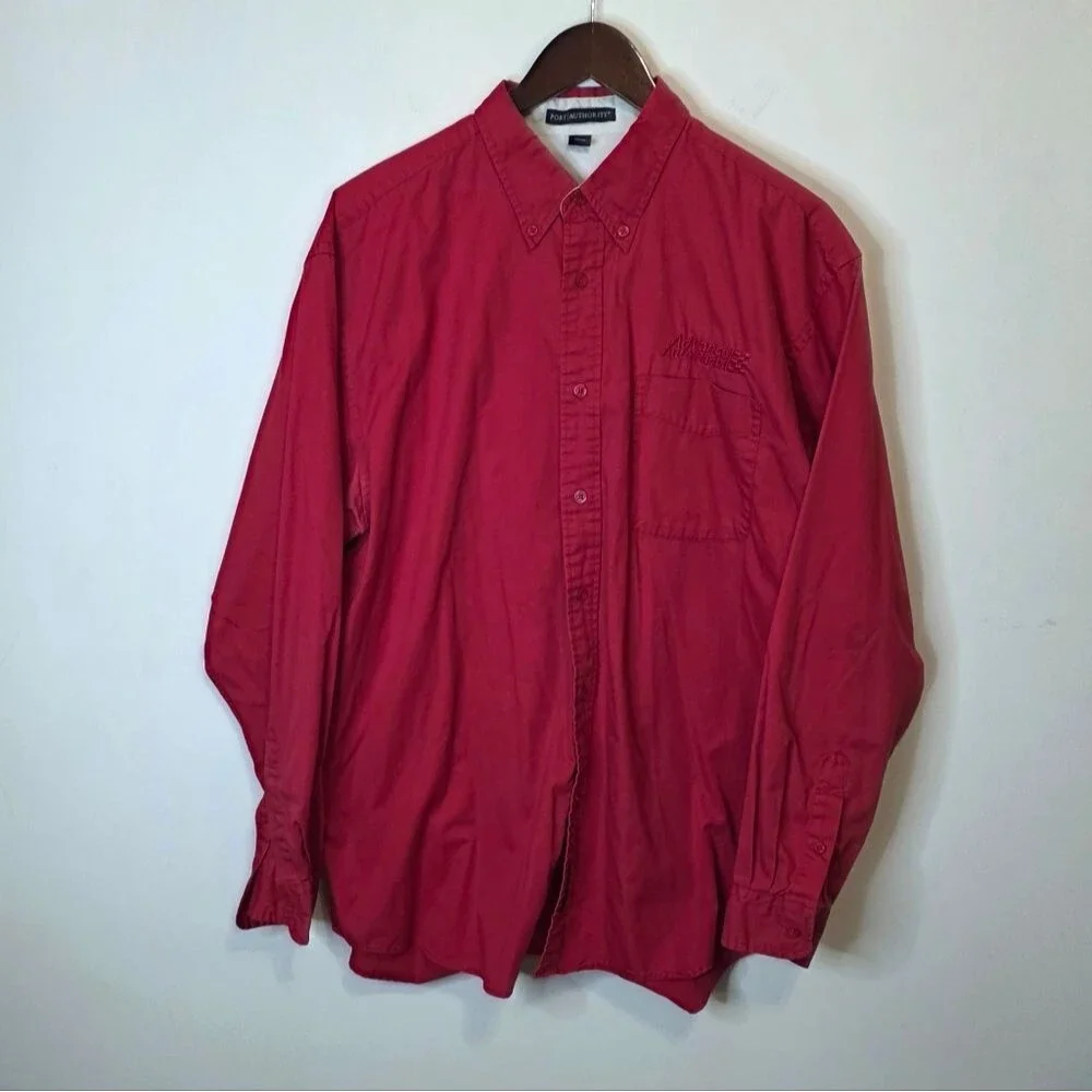 Advance Auto Parts Port Authority Red Button Up Employee Work Shirt Size XL